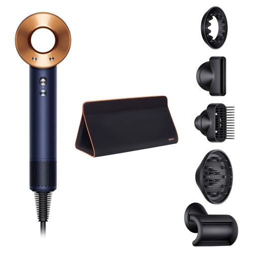 Фен Dyson Supersonic HD07 синий медный с 5 насадками и дорожным чехлом